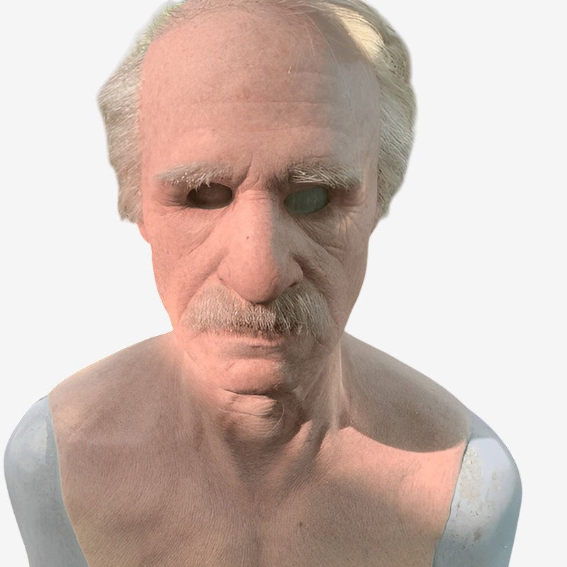 Hochwertige alte Erwachsenen-Maske aus Latex mit beweglichem Mund, sehr realistisch.