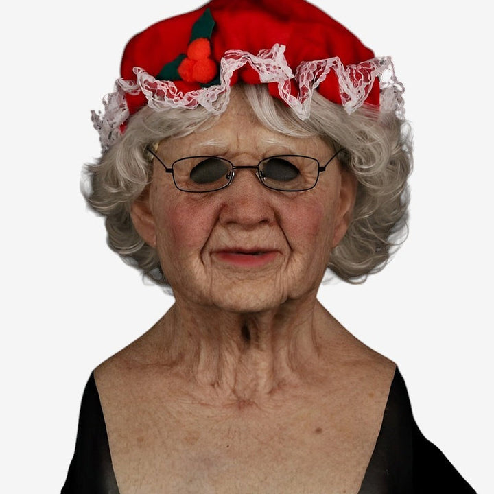 Halloween-Maske: Realistische alte Erwachsenenmaske aus Latex, beweglicher Mund.