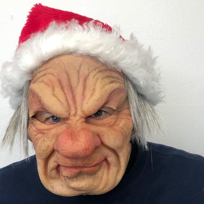 Realistische Theatermaske: Alte Person aus Latex für Erwachsene, beweglicher Mund.