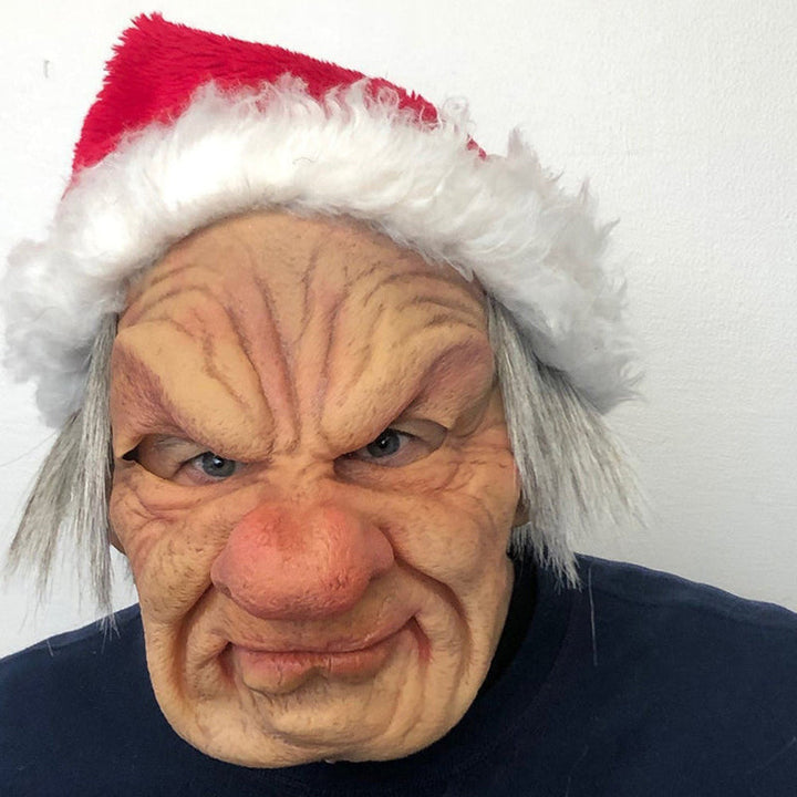 Realistische Theatermaske: Alte Person aus Latex für Erwachsene, beweglicher Mund.