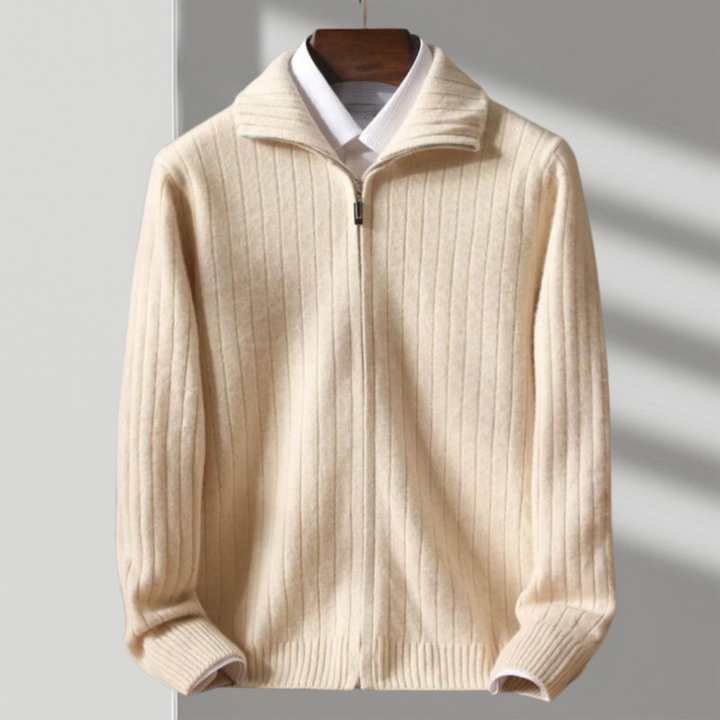 Herren Strickjacke mit Reißverschluss, Rippstruktur, komfortabel für Freizeit & Alltag.