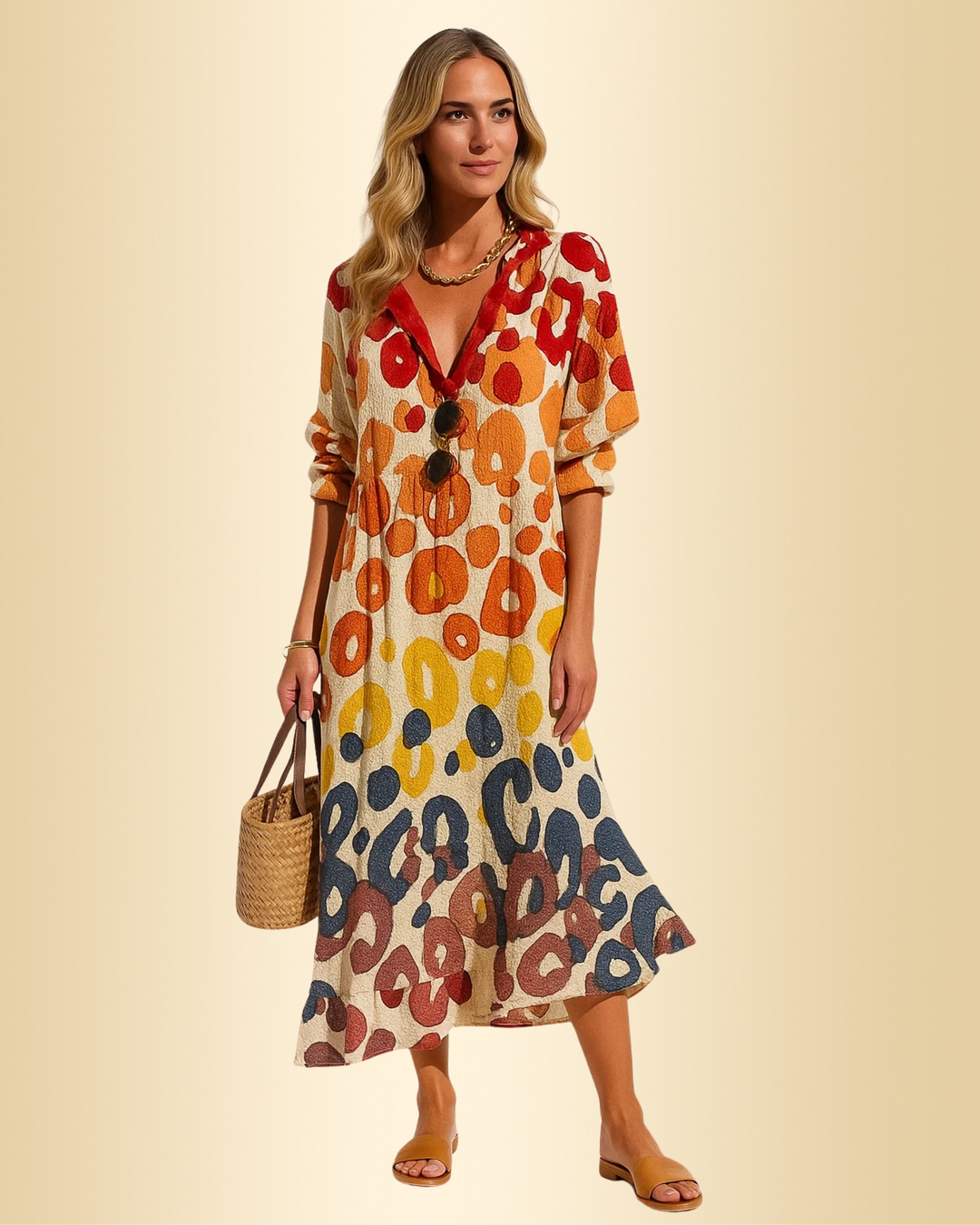 Damen A-Linien Kleid mit stilvollem Print, lockerem Schnitt & bequem für Alltag und Freizeit. Modisches Printkleid.