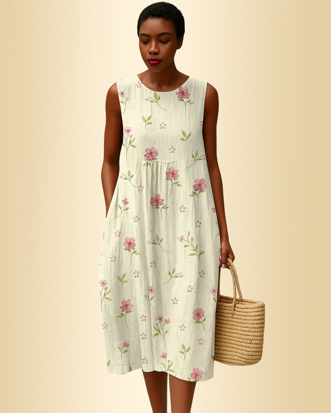 Fließendes Damenkleid mit elegantem Muster. Locker geschnitten, bequem für Sommer, Freizeit & Alltag. Vielseitiges Reisekleid.