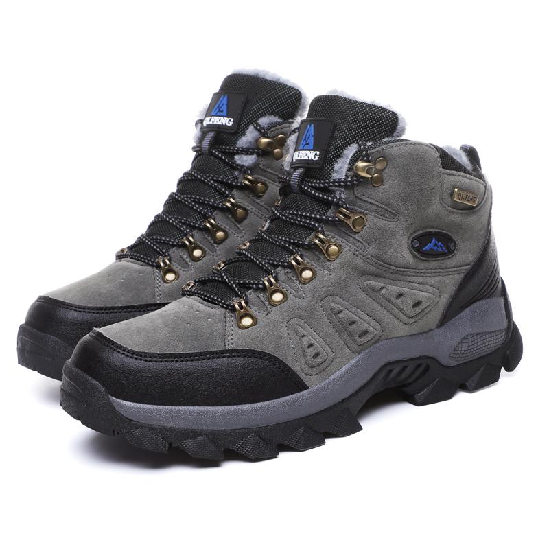 Blaue wetterfeste Winterstiefel: Robuste Wanderschuhe für Herren & Damen. Komfortabel & warm.