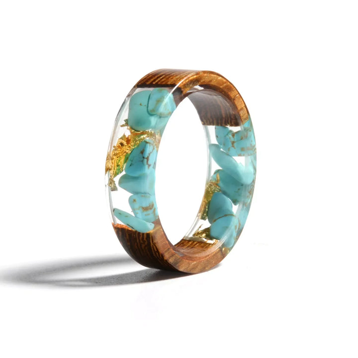 Farbenfroher Unisex-Holzharzring, handgefertigt; perfektes Geschenk, verbindet Eleganz & Natur.
