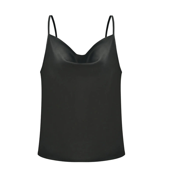 Stylisches Damen Top, glänzend, ärmellos, mit Spaghettiträgern, perfekt für einen schicken Sommer-Look.