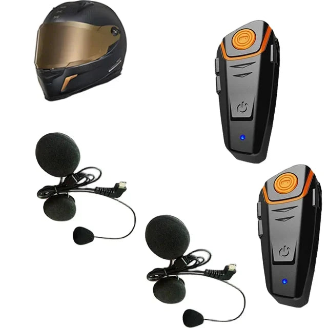 Kompakter Motorrad Bluetooth Intercom mit 1000M Reichweite, FM Radio und kristallklarer Sprachqualität.