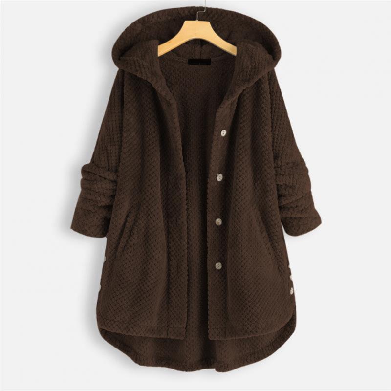 Stilvolle wendbare Damen Fleecejacke mit Kapuze, perfekt für Freizeit, Outdoor und urbane Looks.