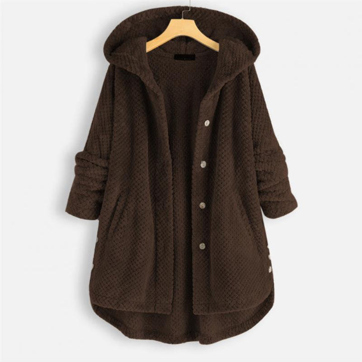 Stilvolle wendbare Damen Fleecejacke mit Kapuze, perfekt für Freizeit, Outdoor und urbane Looks.