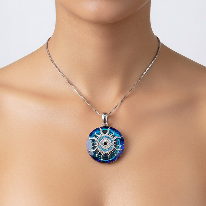 Elegante Damen Kette mit Böser Blick Amulett, verstellbar, schützender Schmuck für den Alltag.