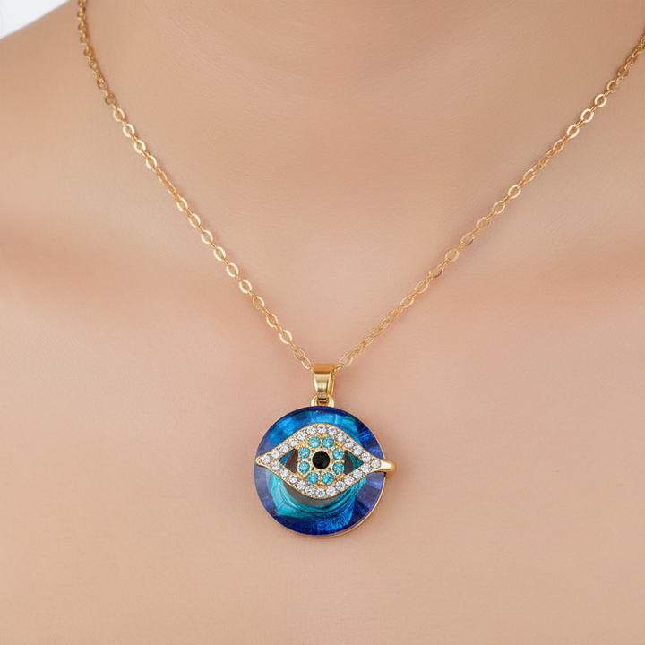 Hochwertige Damen Halskette mit Böser Blick Amulett, fein gearbeitet, symbolischer Schutzschmuck.