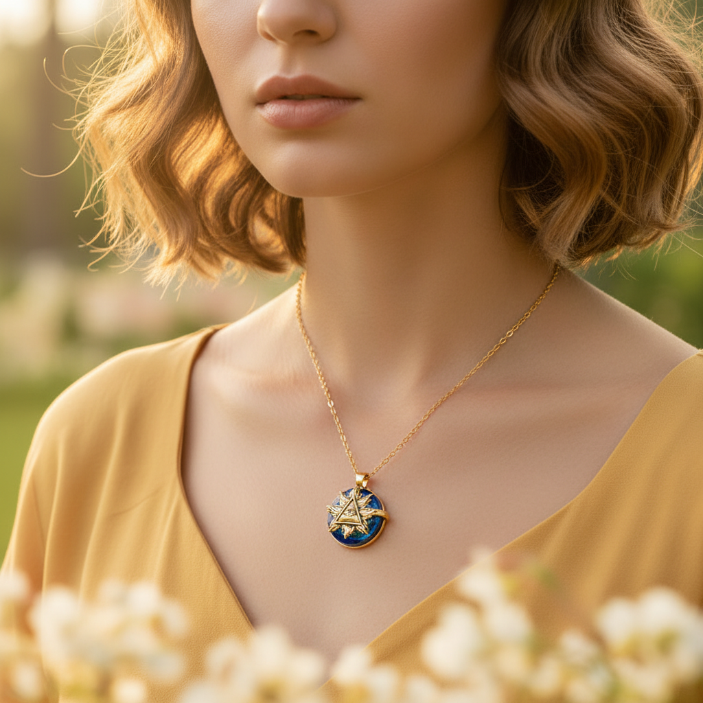 Damen Halskette mit schützendem Böser Blick Amulett, GuardianChain, eleganter spiritueller Schmuck.
