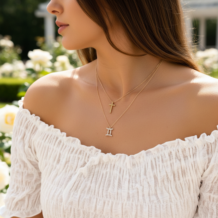 Elegante Damen Halskette aus Sterlingsilber mit zeitlosem Kreuz Anhänger, hochwertiger Damenschmuck.