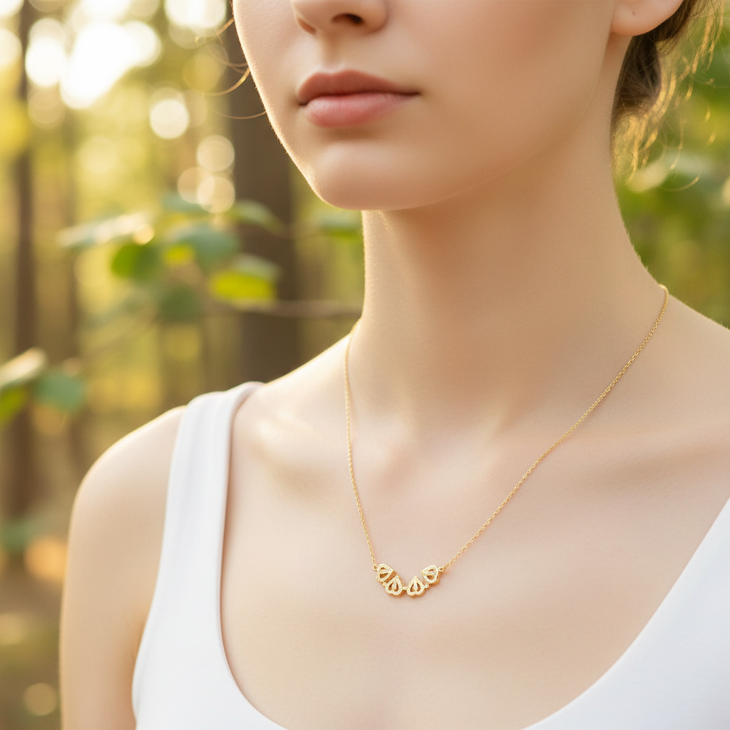 Elegante Zirkonia Halskette für Damen in Gold. Zeitloser Damenschmuck, vergoldet, ideal als Geschenk.