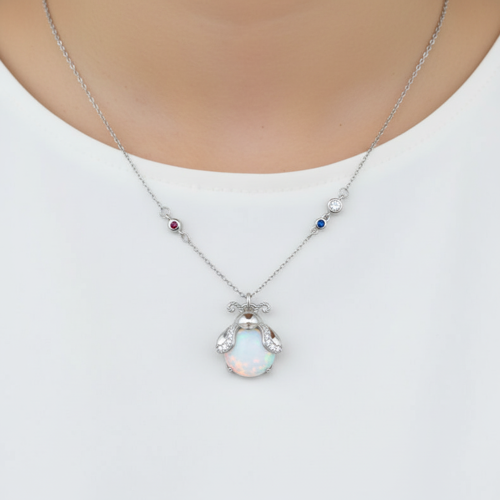 Schimmernde Mondstein Halskette, handgefertigt für Damen, Silberkette, stilvolles Geschenk.