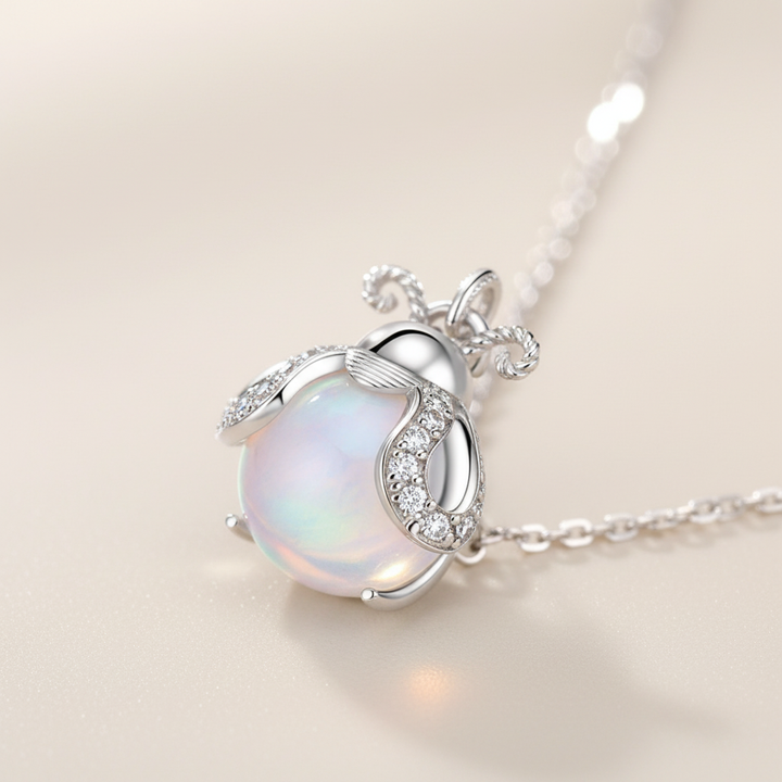 Edle handgefertigte Damen-Halskette mit schillerndem Mondstein, 925er Silber Schmuck.