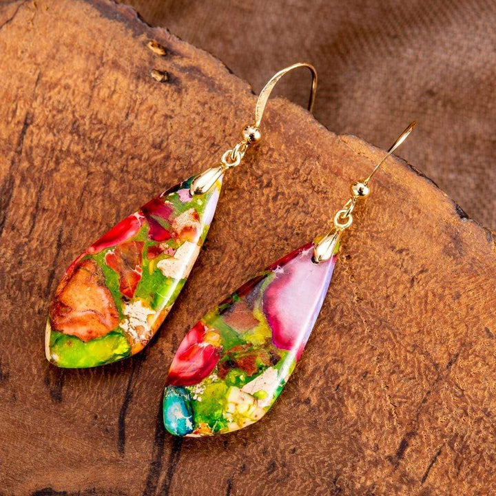 Schöne Damen Jaspis Ohrringe, handgefertigter Naturstein-Schmuck im Boho-Look. Edler Damenschmuck.