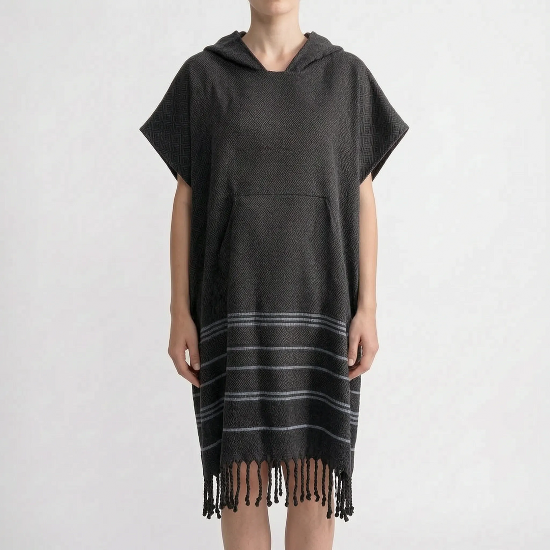 Unisex Frottee-Poncho mit Kapuze als Strandtuch und Umkleidehilfe; perfekt für den Urlaub.