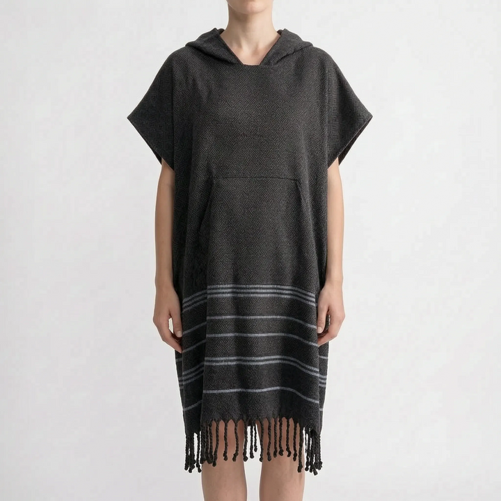 Unisex Frottee-Poncho mit Kapuze als Strandtuch und Umkleidehilfe; perfekt für den Urlaub.