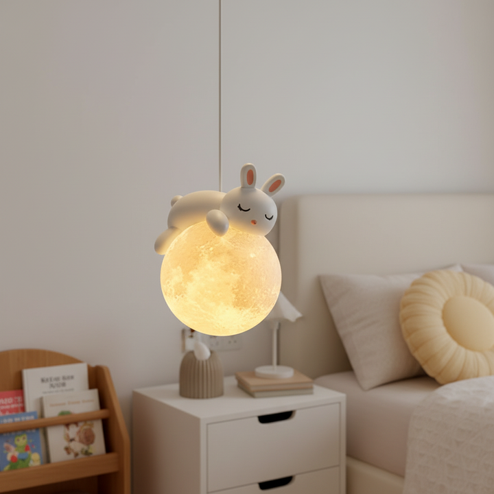 Niedliche Kinderzimmer Hängeleuchte mit Bärenmotiv aus Harz, ideal als LED-Nachtlicht und Deckenlampe.