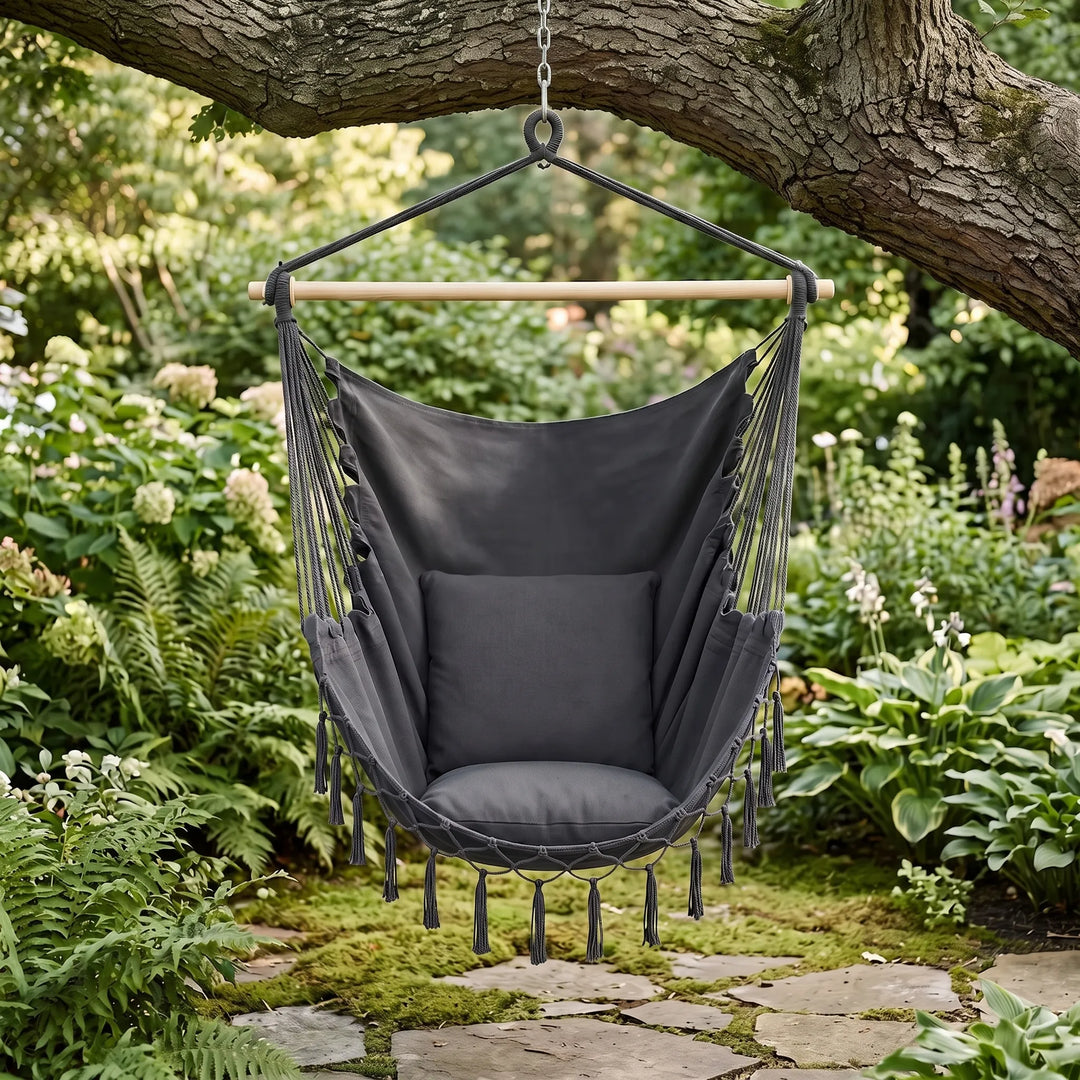 Hängesessel ohne Gestell, hellgrau. Flexibler Komfort für Garten, Balkon & Wohnzimmer. Ideal für drinnen & draußen.