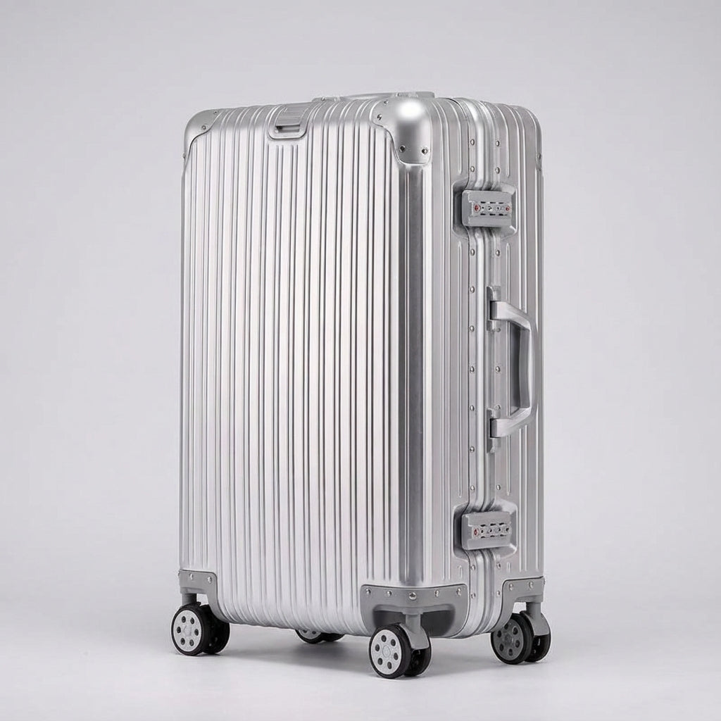 Travelon Handgepäck Koffer in moderner Aluminium-Magnesium Optik; perfekt als Rollkoffer für Urlaub & Business Reisen.