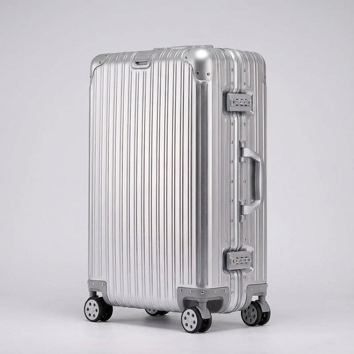 Travelon Handgepäck Koffer in moderner Aluminium-Magnesium Optik; perfekt als Rollkoffer für Urlaub & Business Reisen.