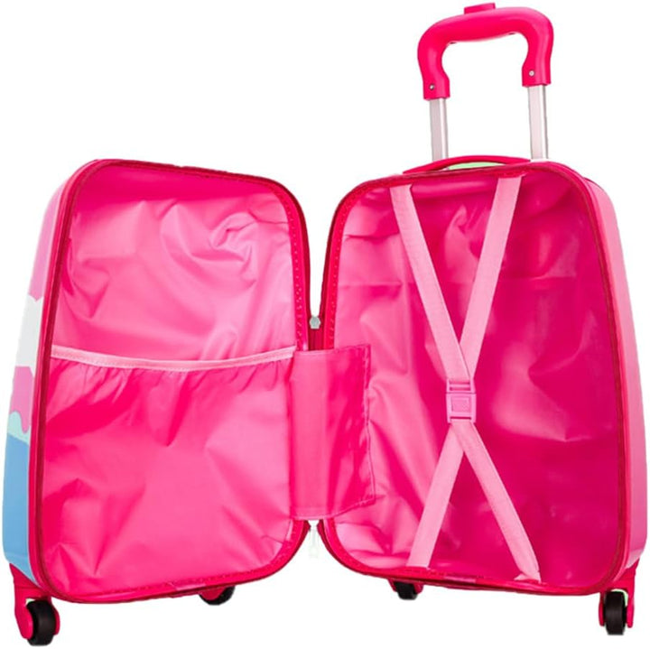 Praktischer Kinderkoffer Hartschale für Urlaub und Reisen, mit Rollen und stabilem Griff für kleine Hände.