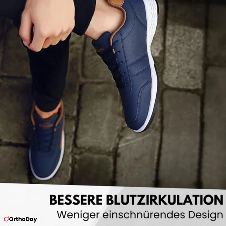 Orthopädischer Alltagsschuh: Blauer Herren Komfort Sneaker, atmungsaktiv, rutschfest, für optimalen Komfort.