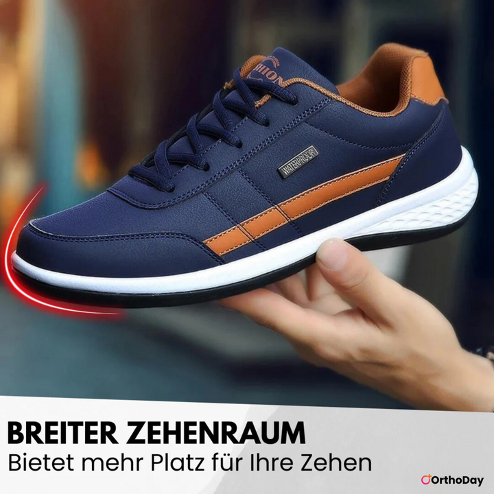 Stilvoller blauer Herren Komfort Sneaker, orthopädischer Freizeitschuh, atmungsaktiv & rutschfest.