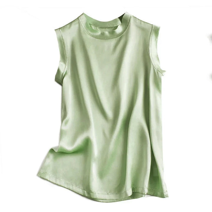 Damen Tanktop ärmellos, edle Satin-Optik, schlichtes unifarbenes Sommer Top.