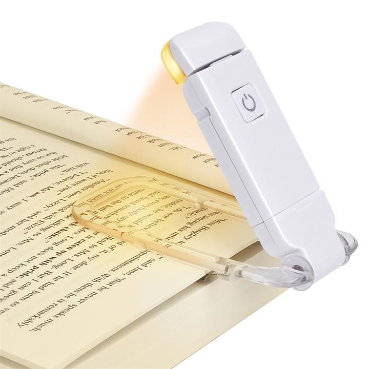 Ergonomische LED-Buchlampe für entspanntes Lesen im Bett oder auf Reisen. Tragbar, dimmbar und augenfreundlich.