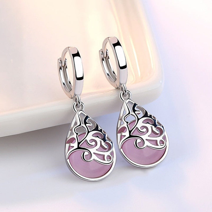 Elegante Damen Ohrringe Lebensbaum aus 925 Sterling Silber in Tropfenform, symbolischer Silberschmuck für Frauen.