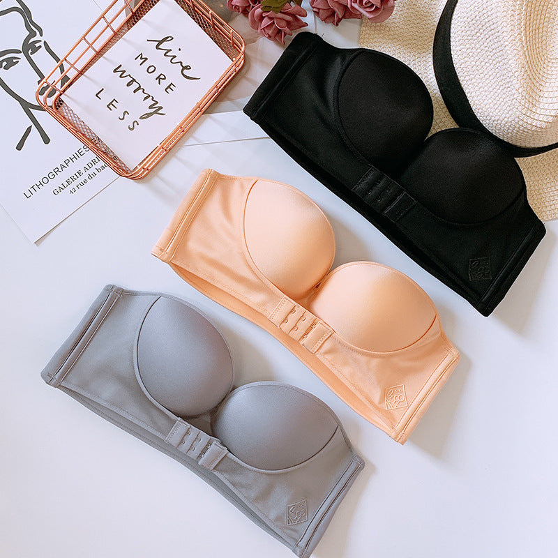 Elina Damen Dessous: Trägerloser Push-up BH mit Hebeeffekt, nahtlos & unsichtbar für perfekte Form.
