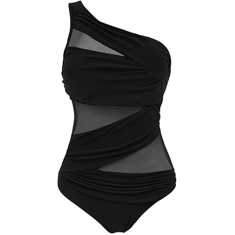 Schicker Ein-Schulter-Badeanzug in Übergröße für Damen, ideal als elegante Bademode für den Sommerurlaub.