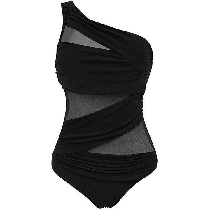 Schicker Ein-Schulter-Badeanzug in Übergröße für Damen, ideal als elegante Bademode für den Sommerurlaub.