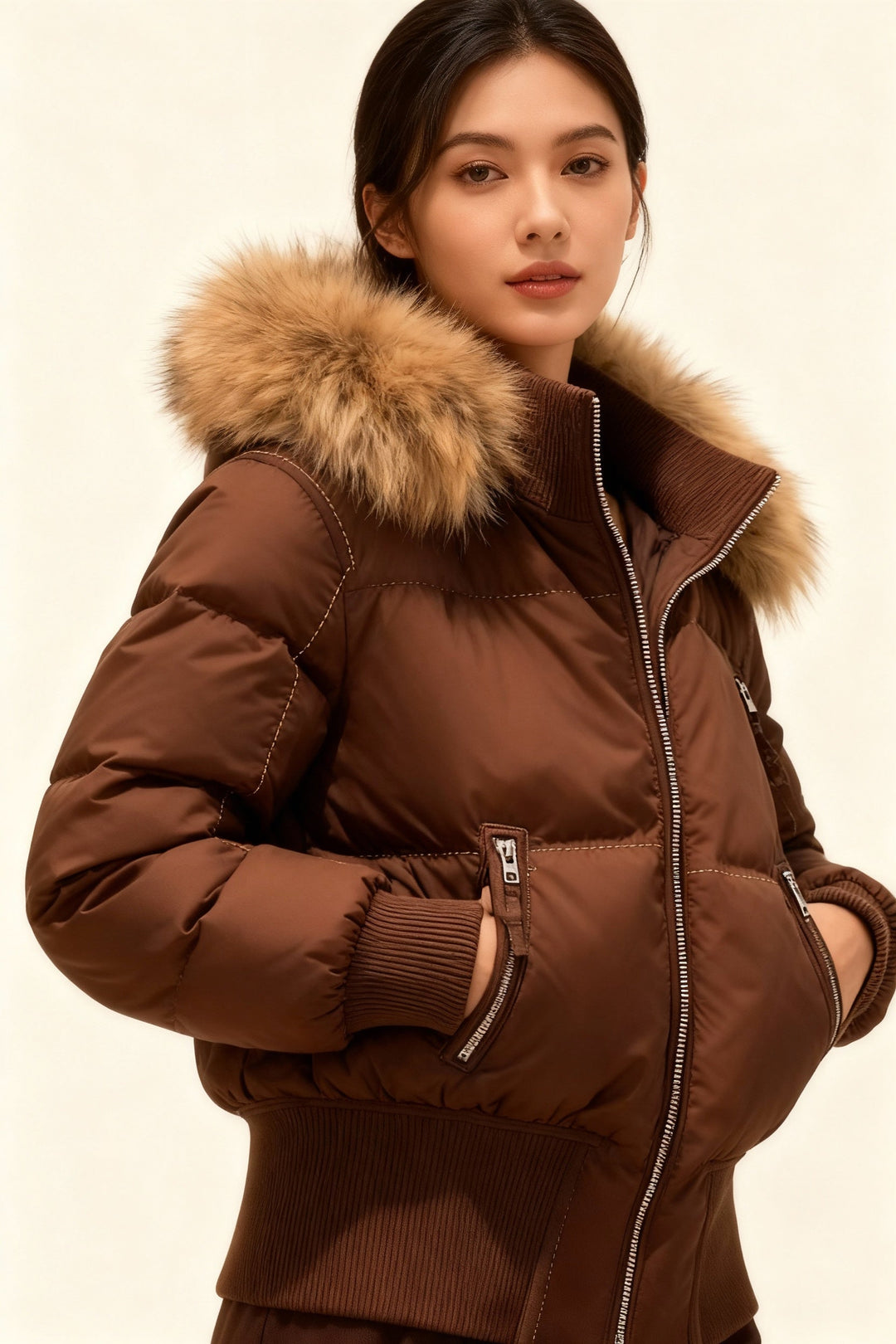 Gesteppte Damenjacke Heidi in Schwarz, warm gefüttert und wetterfest, perfekt für Outdoor-Aktivitäten im Winter.