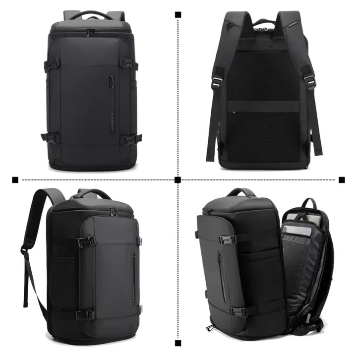 Schwarzer 30L Handgepäck Rucksack für Airline Reisen, ideal als Laptop- und Tagesrucksack für Urlaub.