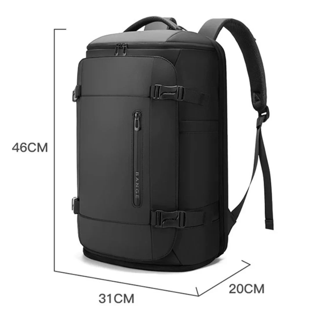 Praktischer Handgepäck Rucksack 30L schwarz, erleichtert Reisen und Kurztrips als optimales Gepäck.