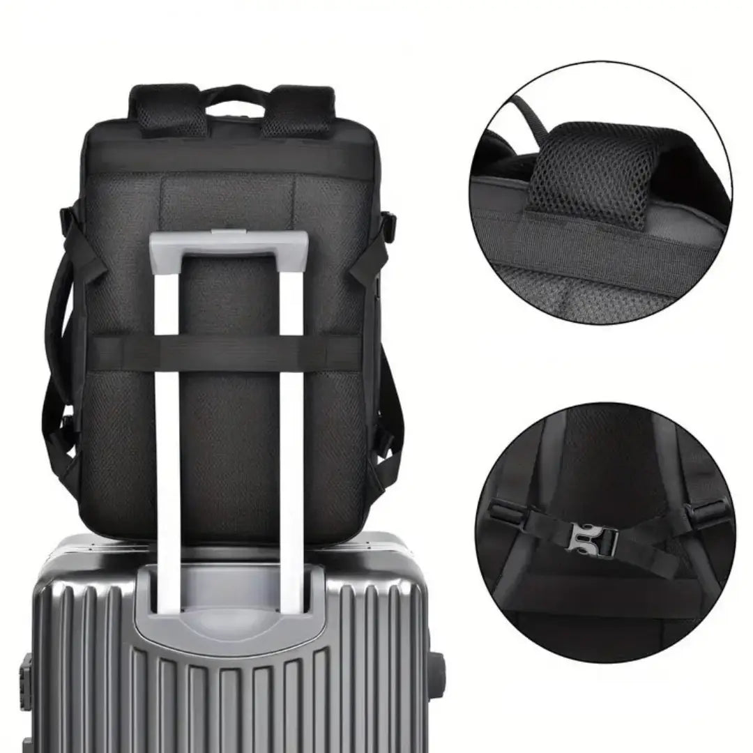 UrbanDay erweiterbarer Rucksack, voll gepackt. Großes Volumen für Reisen, Pendeln & Laptop. Unisex, wasserdicht.