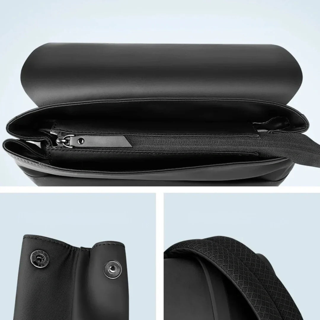 Eleganter schwarzer Alltagsrucksack, minimalistisch & unisex. Ideal als Reise- oder Büro-Rucksack, wasserabweisend.
