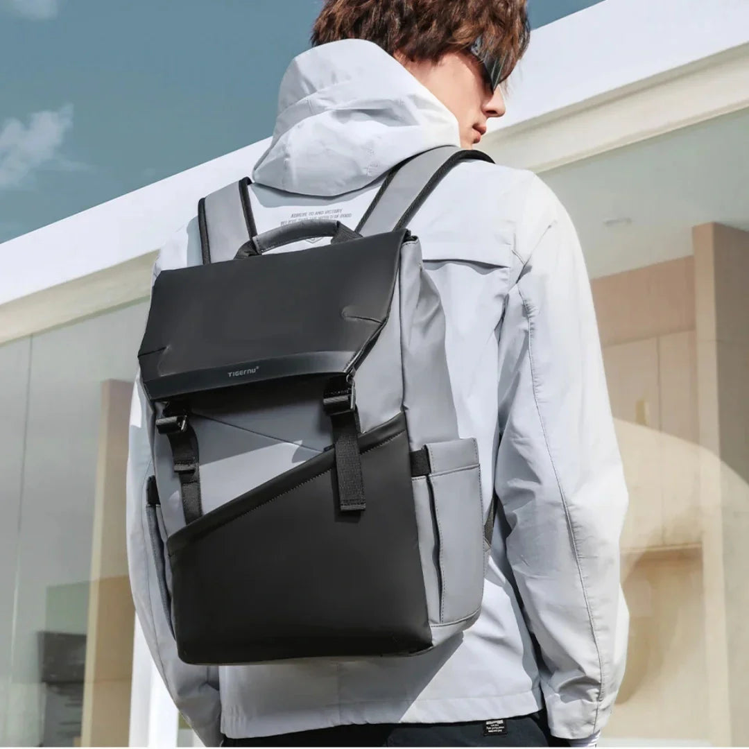 Moderner T-Nu Avant Rucksack in Grau, minimalistisch, vielseitig für Büro, Uni & Freizeit, vegan.