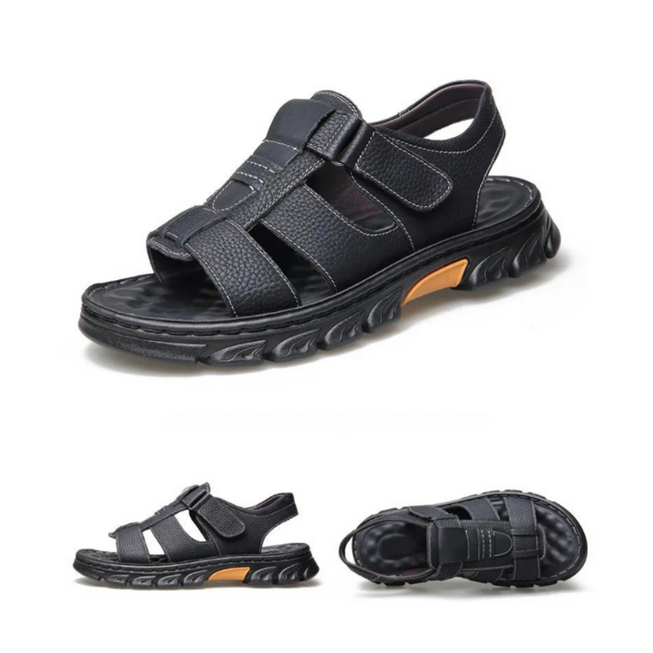 Ergonomische Herren Sandalen Thijs mit gepolstertem Fußbett und stützender Sohle für Gehkomfort & Fußgesundheit.