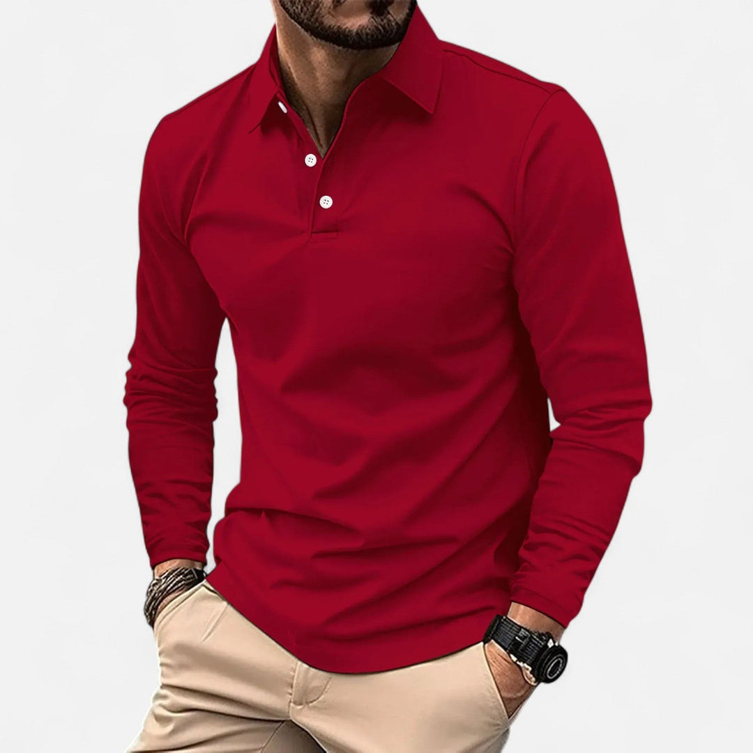 Klassisches Herren Langarm Polo-Shirt, vielseitig für Freizeit & Smart-Casual Looks.