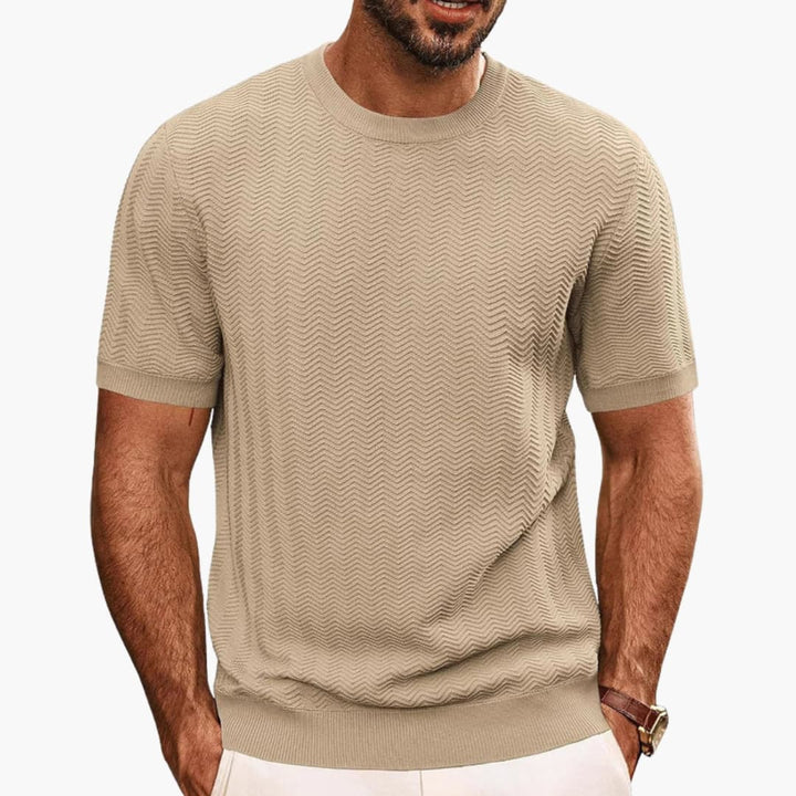 Hochwertiges Herren T-Shirt mit dezentem Wellenmuster, Rundhalsausschnitt. Bequem & stylisch für Freizeit.