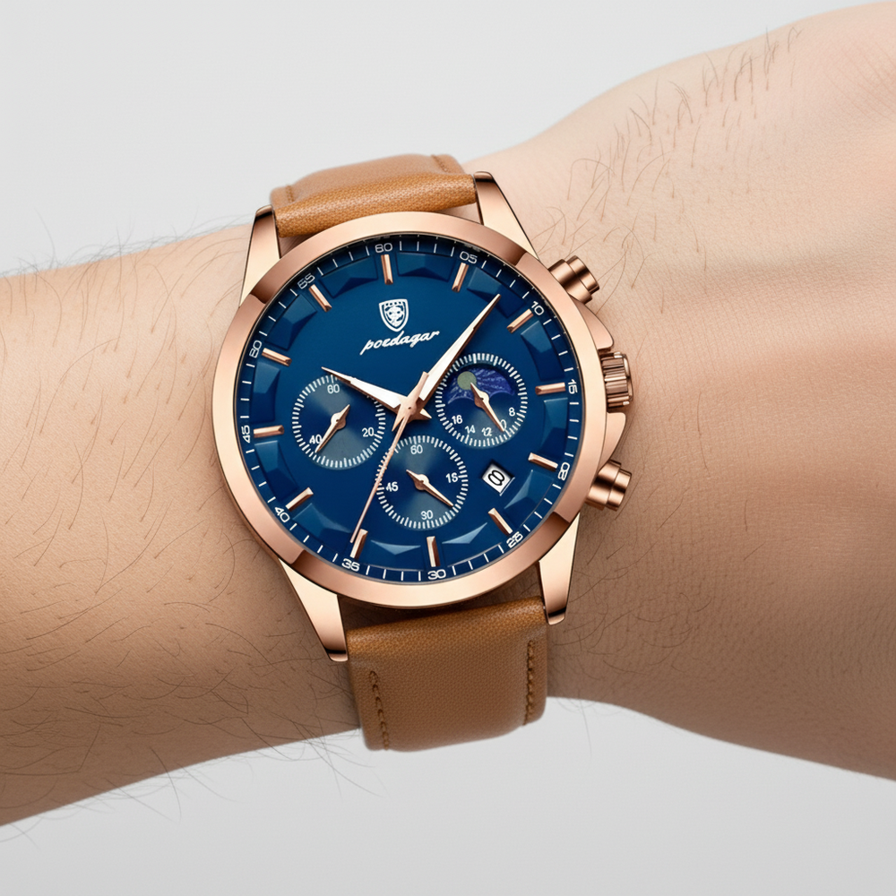 Robuste Herrenuhr StyleMaster, wasserdicht mit Leuchtzeigern, stilvolles Accessoire für Freizeit und Geschäft.