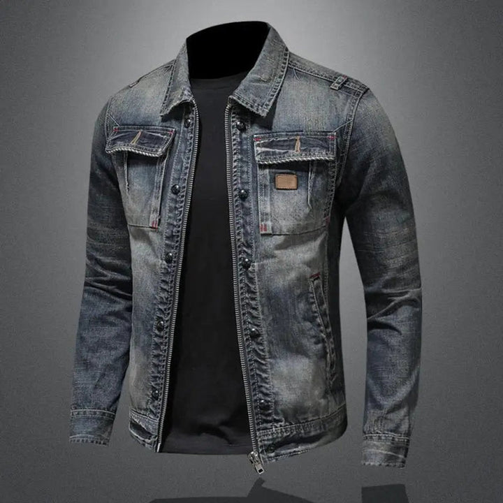 Authentische Retro Herrenjacke mit Reißverschluss im Vintage Stil. Perfekte lässige Freizeitjacke mit Brusttaschen.