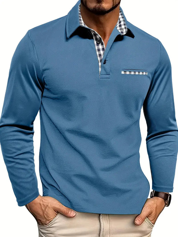 Vielseitiges Herren Langarm Poloshirt im klassischen Design. Ideales Oberteil für Alltag, Freizeit & Frühling.