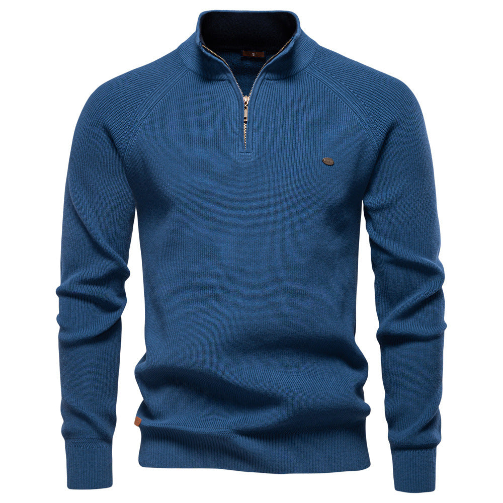 Stilvoller Herrenpullover mit Halbem Reißverschluss. Stehkragen-Pullover Mateo für elegante Casual-Looks.