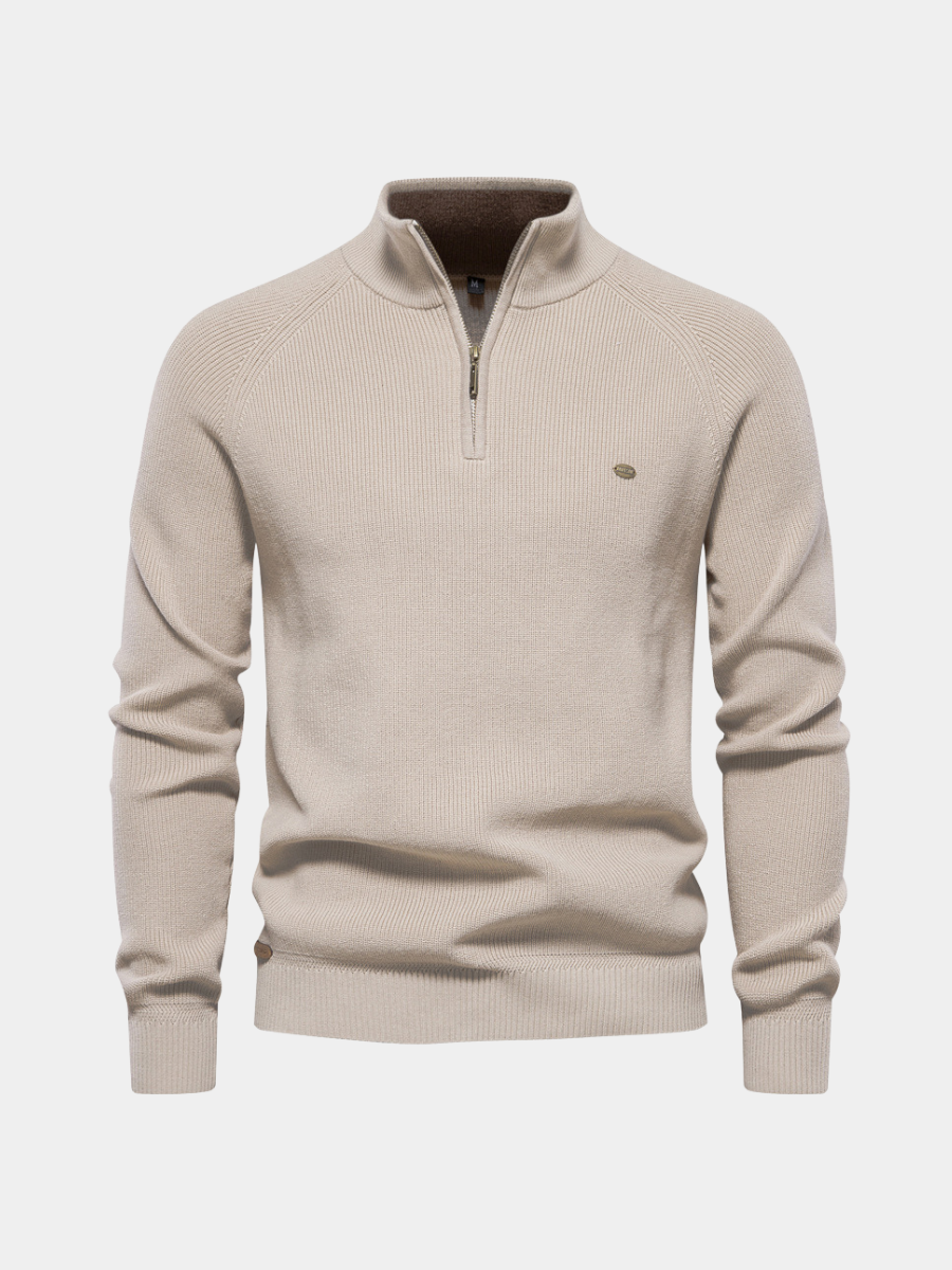 Bequemer Herrenpullover Mateo mit Halbem Reißverschluss. Perfektes Langarm-Oberteil für Herbst & Winter.